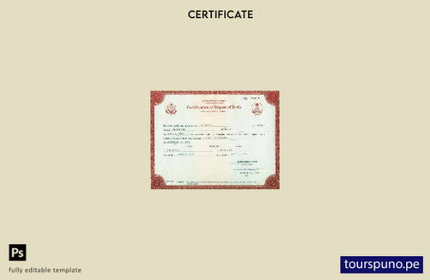 Plantilla de certificado de nacimiento del Departamento de Estado de los Estados